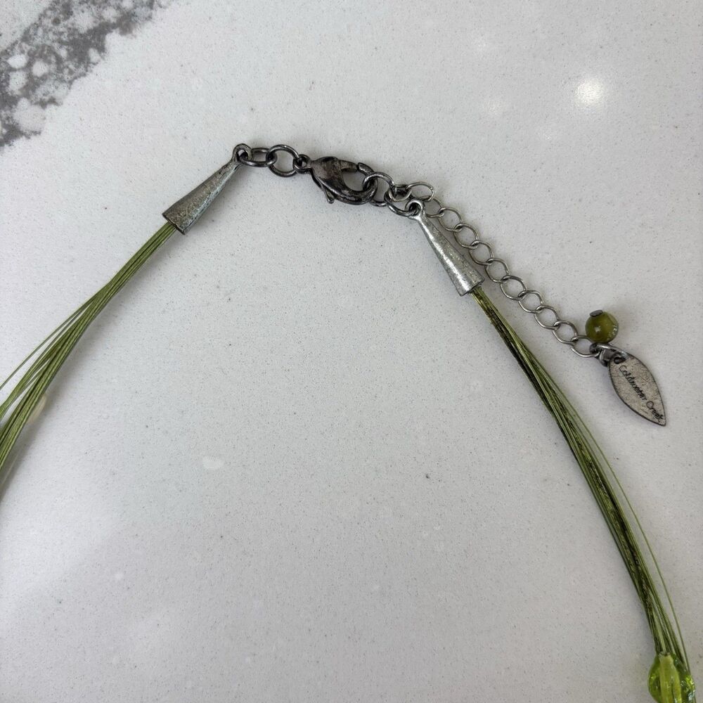 VTG Coldwater Creek Multi-Strand Green Orange Stone Glass Beaded Necklace Artsy - Picture 8 of 10